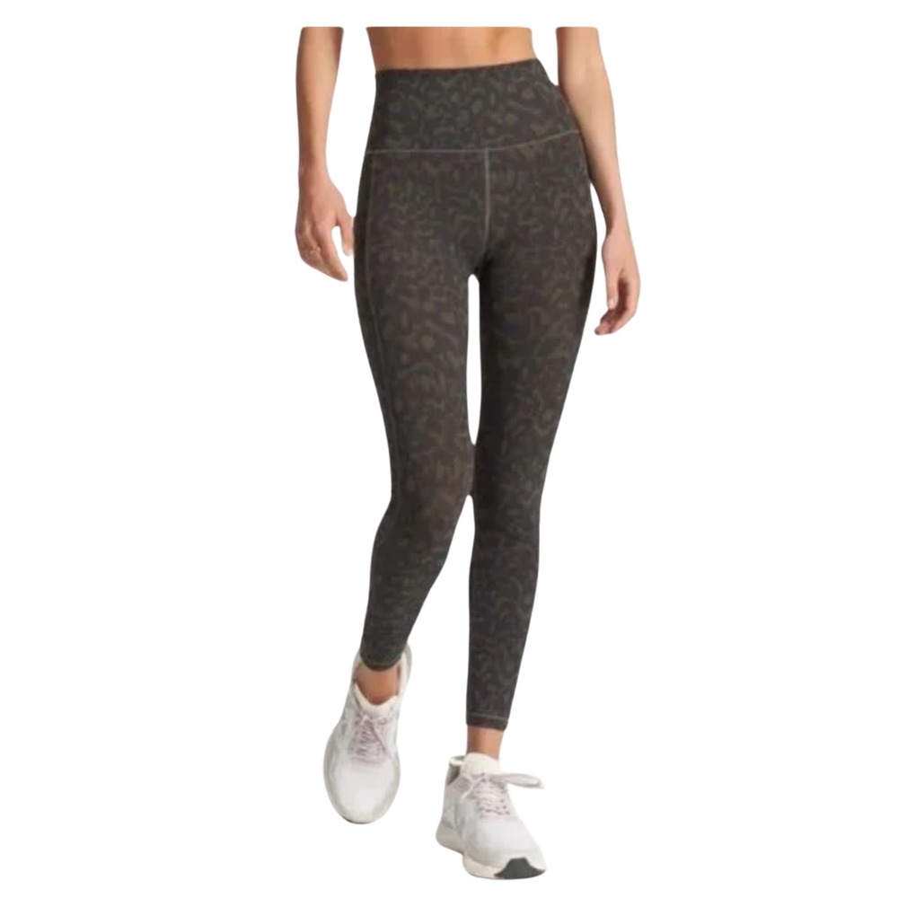 Vuori Studio Pocket Daily Legging High Rise Leopard Print Olive Green Size Large